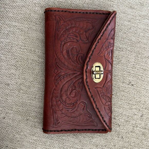 Vintage Floral Tooled Leather Wallet - Picture 1 of 11